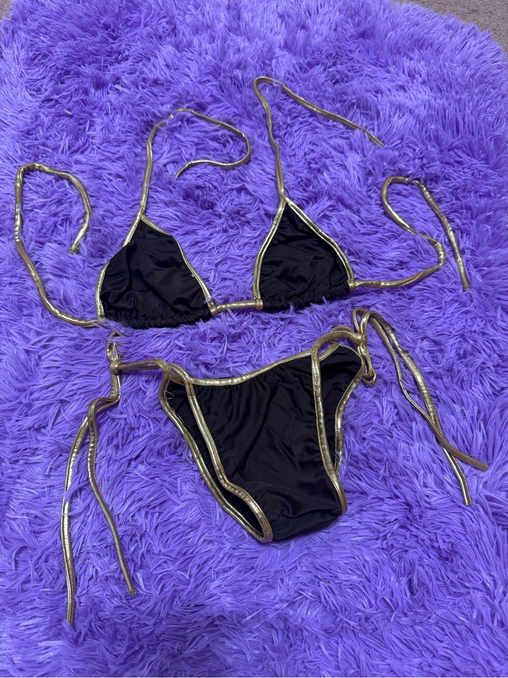 New Small black gold bikini swimsuit y2k emo festival outfit thong rave dance